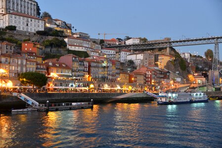 Night historic center river photo