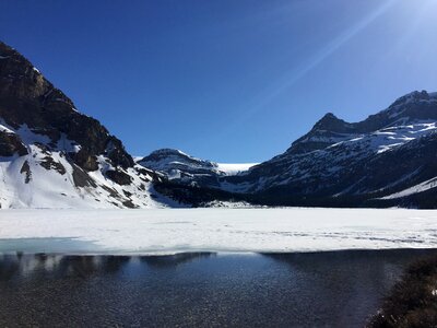 Frozen lake banff photo