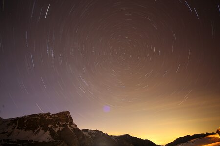 Alpine night sky rotation of the earth
