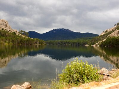 Lake mountains mirroring photo