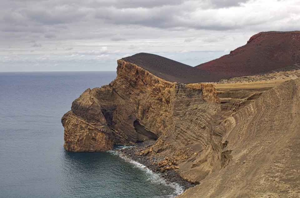 The volcano of capelinhos isthmus volcanic rock