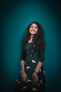 Portrait model laughing