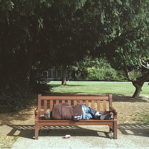 Park bench stranger photo