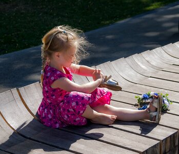 City park bench baby