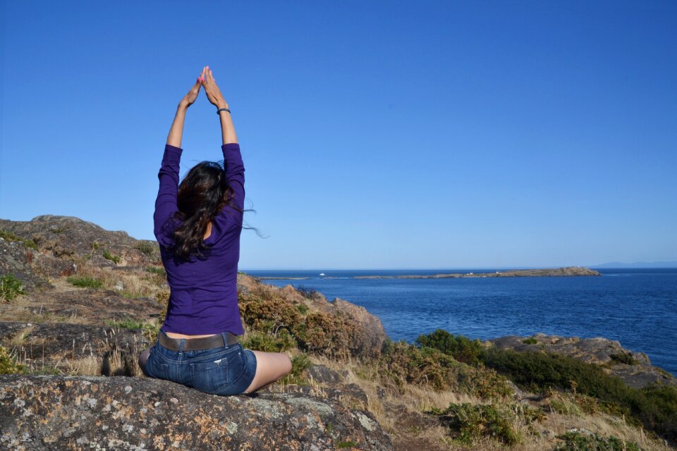 Girl sky meditation