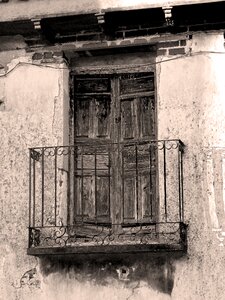 Facade rustic black and white photo