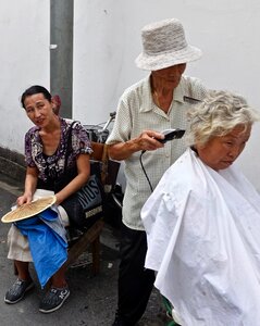 Hairdresser woman scissors photo