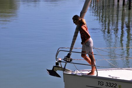 Boat sailing the mast photo