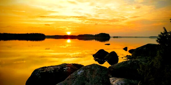 Midnight nature lake