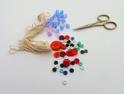 Scissors buttons beads photo