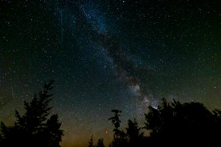 Starry sky night long exposure photo