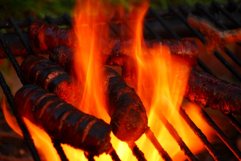 Barbecue at the eat sausages