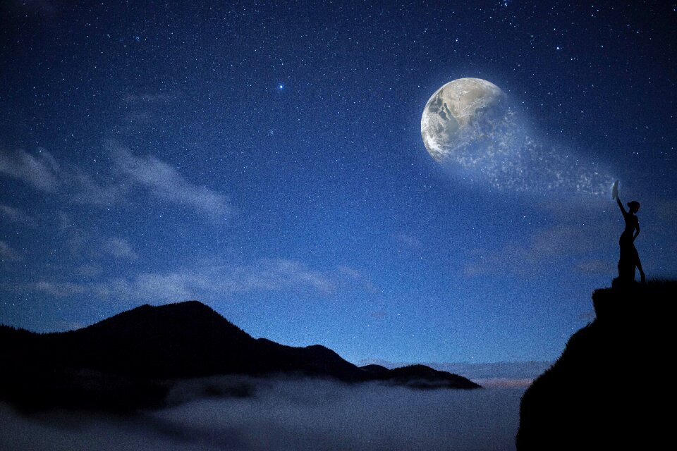 Moon siluhette clouds