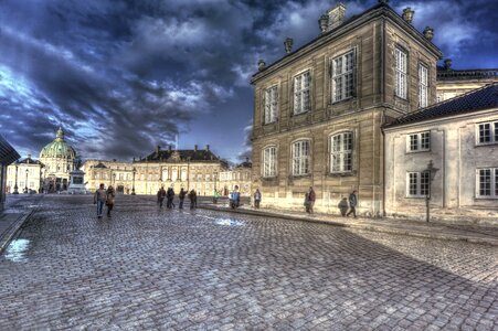 Architecture paving stones rainy