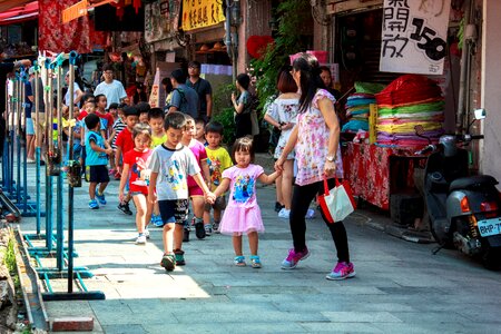 Asian people walk