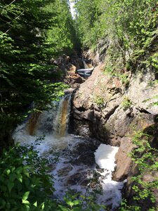 Looking down river rocks