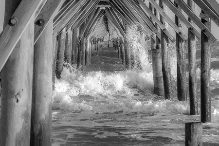 Pier sea splash photo