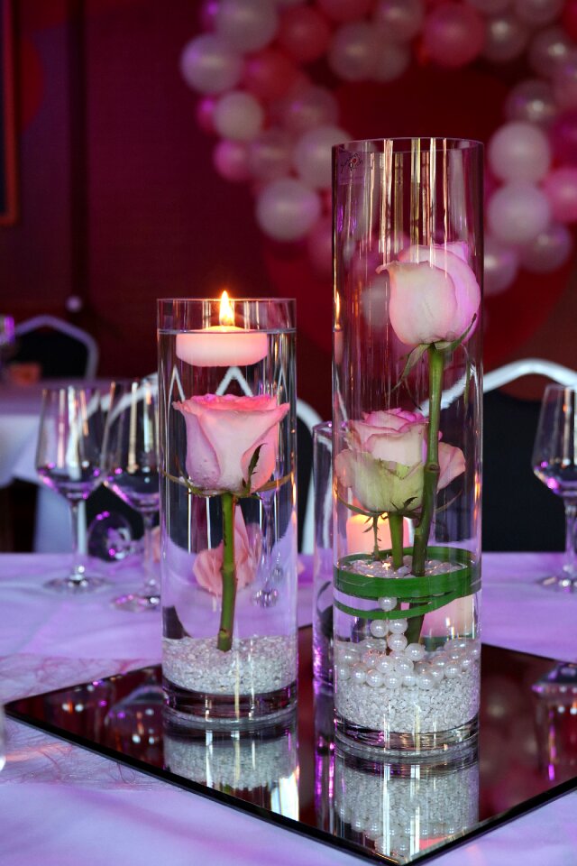 Candles flowers table decorations