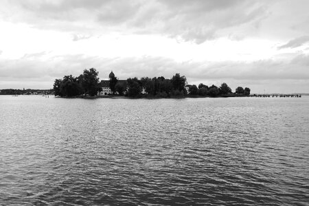 Lake black and white monochrome photo