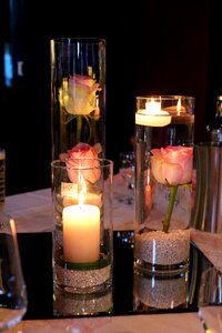 Candles flowers table decorations photo