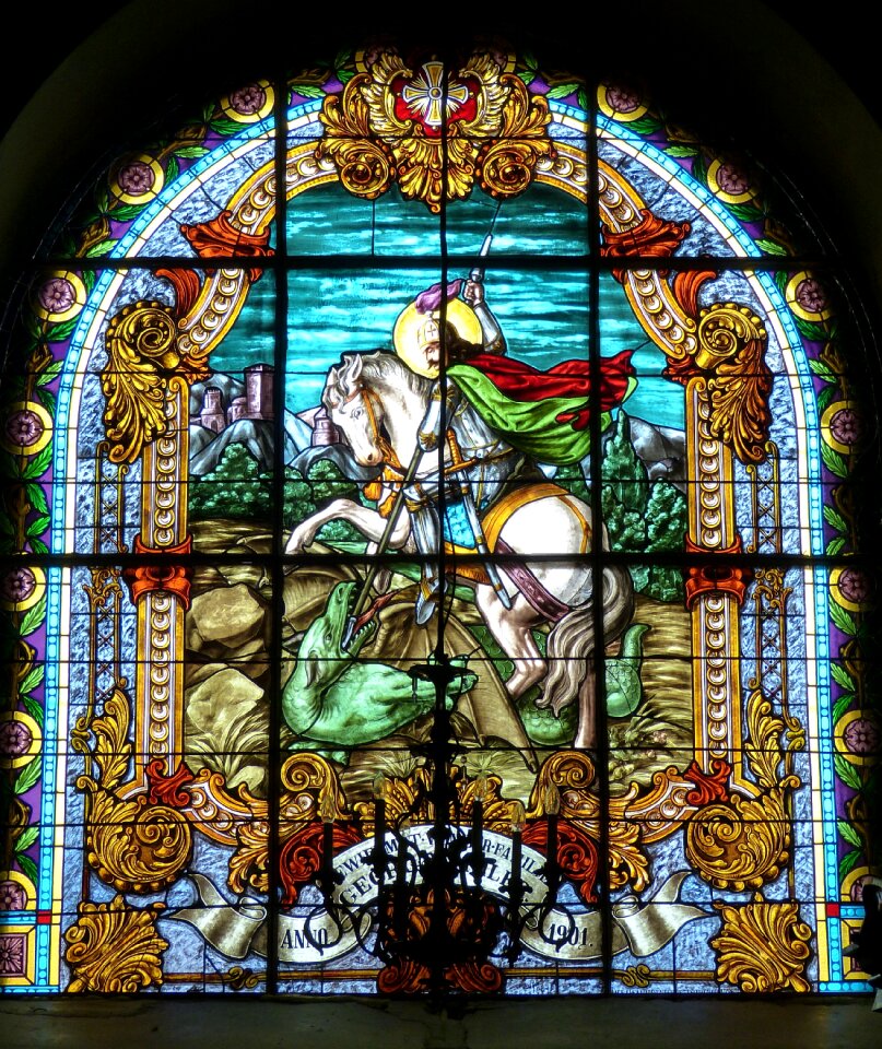 Fight dragons stained glass