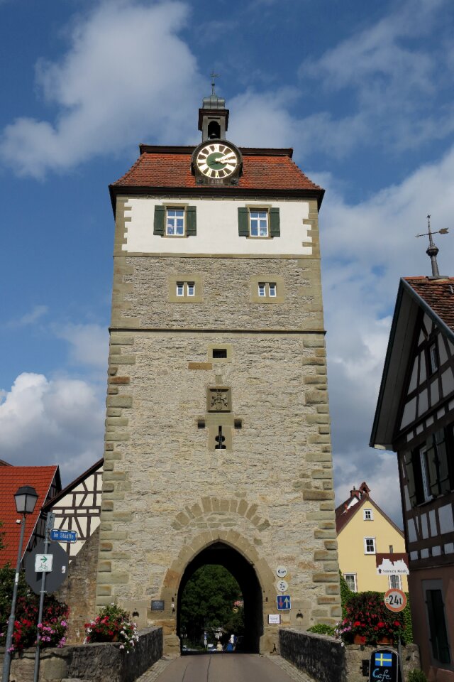 Mansard roof bell tower arched gate