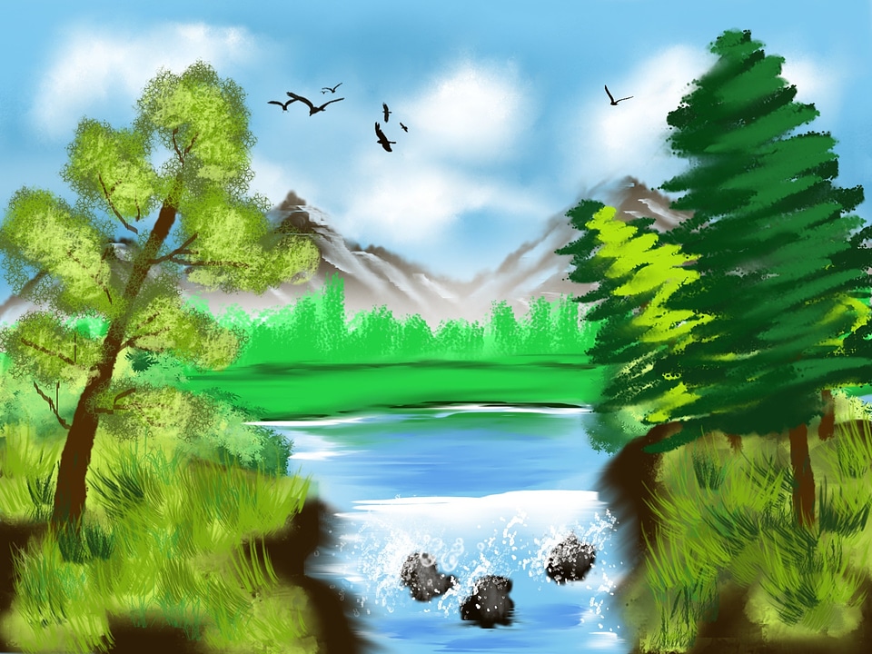 Landscape river art