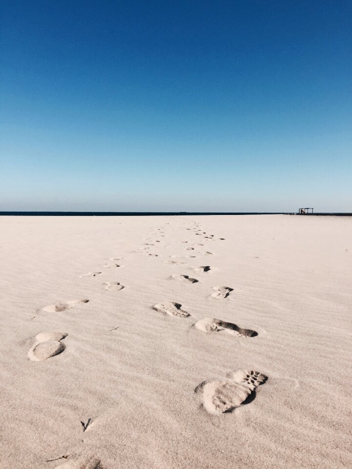 Gil following in the footsteps beach