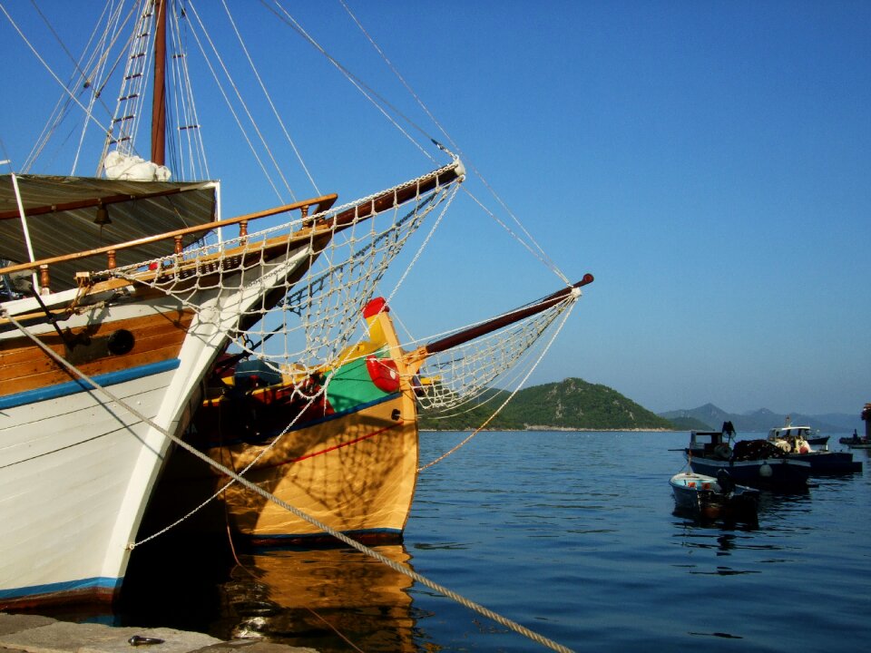 Ship sea coast photo