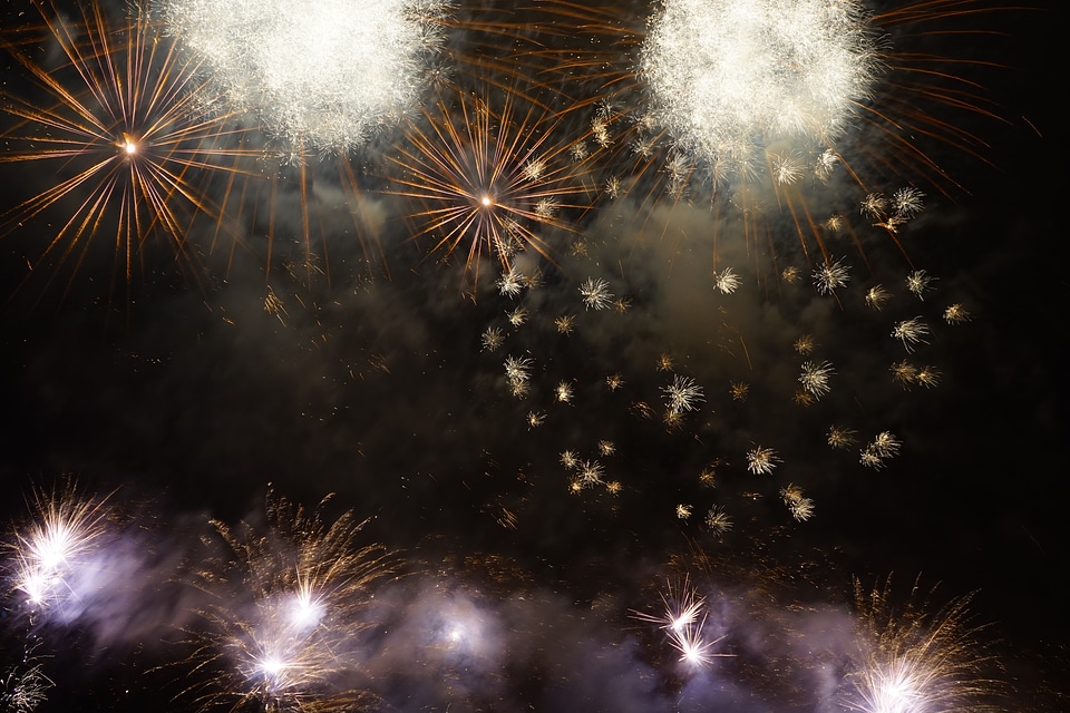 Shower of sparks pyrotechnics new year's day