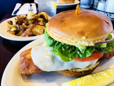 Restaurant food fried fish sandwich photo