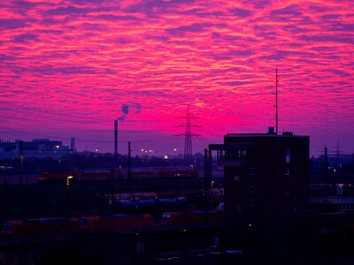Sunrise pink clouded sky
