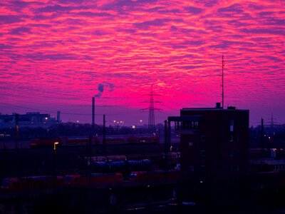 Sunrise pink clouded sky