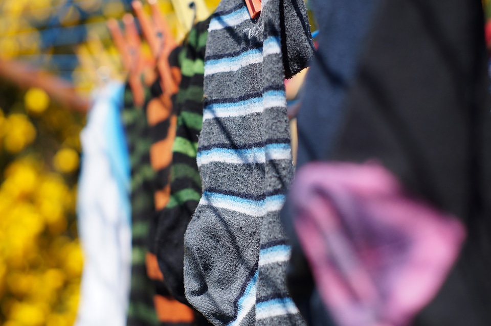 Clothes line hanging laundry