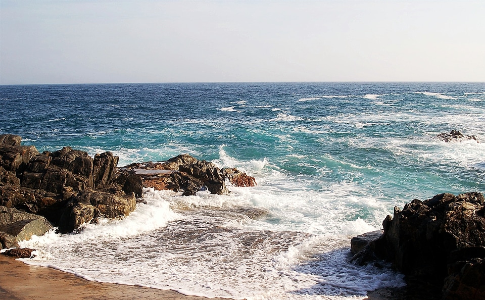 Blue beach rocks photo