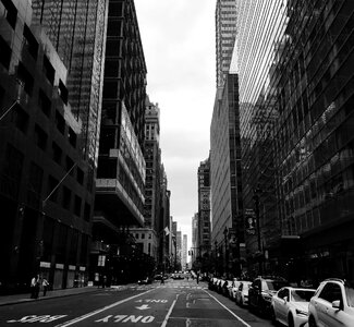 Black and white photo city streets street
