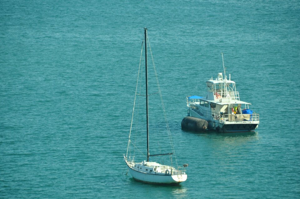 Sailing blue vessel