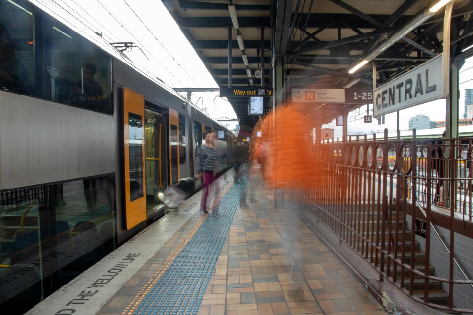 People stopped railway