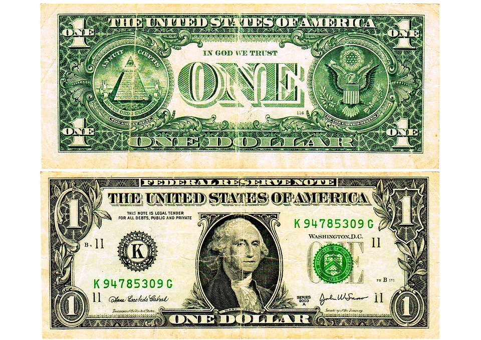 Banknote a dollar currency