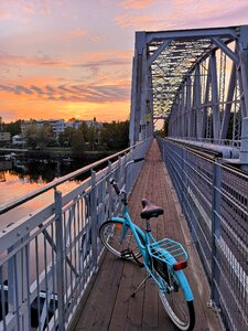 Bridge sunset bicycle photo
