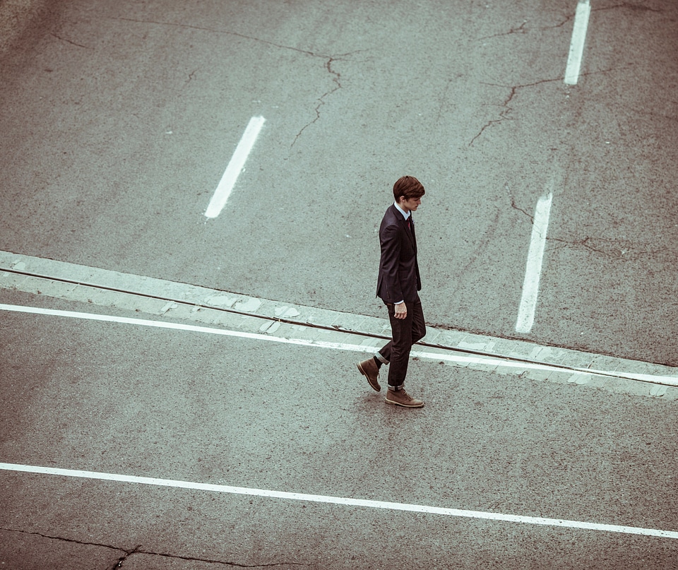 Individual man walking