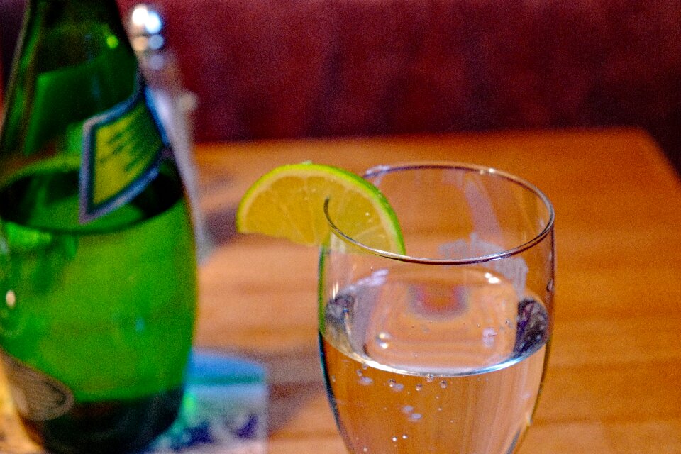 Slice of lemon water drink