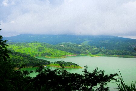 Green sky lake photo