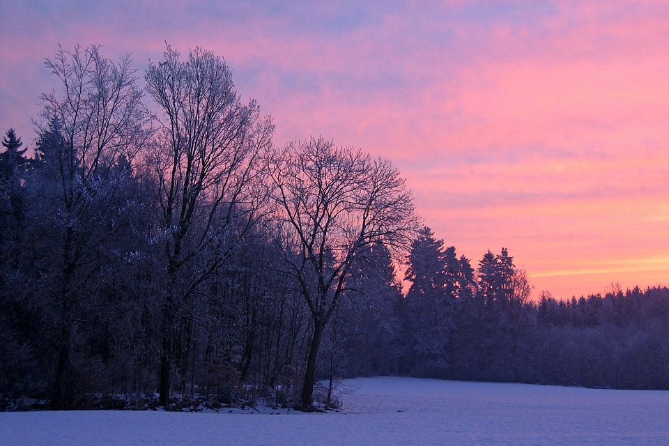 Afterglow evening sky winter