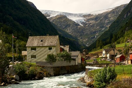 Snow frozen mountains photo