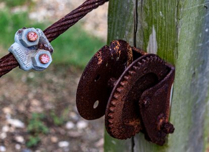 Weathered rusty cable