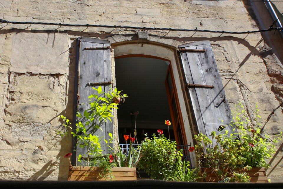 Wooden shutters old building weathered