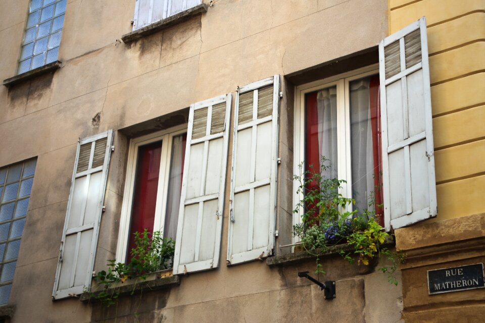 Window wooden shutters old building