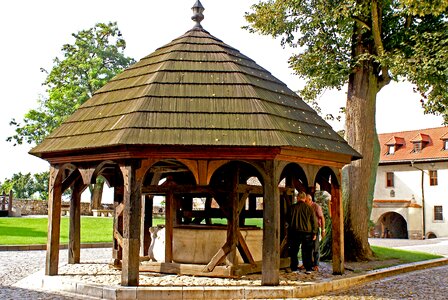 Monastery courtyard buildings photo