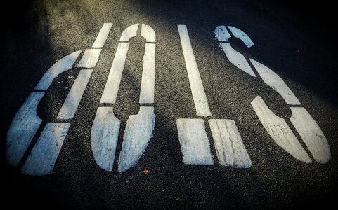 Road black and white sign photo